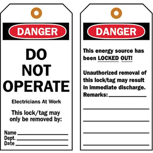 &eacute;tiquettes de verrouillage, Plastique, 3" la x 5-1/2" h, Anglais Auto-Cam