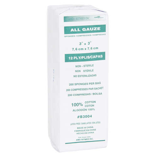 Gauze Sponges, Pad, 3" L x 3" W, Medical Device Class 1 Auto-Cam