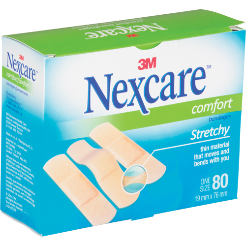 Bandages confortables Nexcare, Rectangulaire/carr&eacute;e, 3", Tissu, St&eacute;rile Auto-Cam