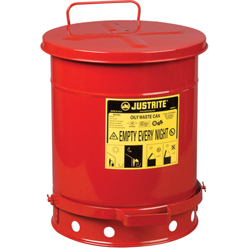 Oily Waste Cans, FM Approved/UL Listed, 10 US gal., Red Auto-Cam