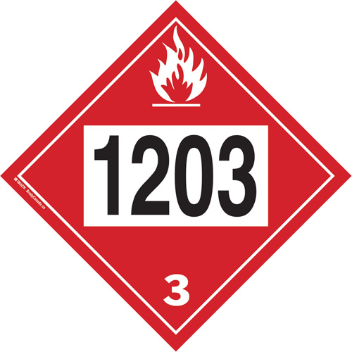 1203 Gasohol & Gasoline Flammable Liquid TDG Placard, Plastic Auto-Cam