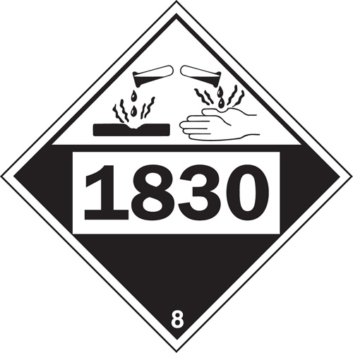 Plaque-&eacute;tiquette TMD 1830 pour mat&eacute;riaux corrosifs acide sulfurique, Plastique Auto-Cam