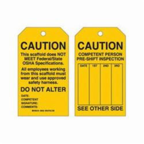 Scaffold Safety Tags, Polyester, 4" W x 7" H, English Auto-Cam