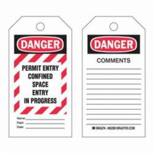 "Confined Space" Tags, Polyester, 3" W x 5-3/4" H, English Auto-Cam