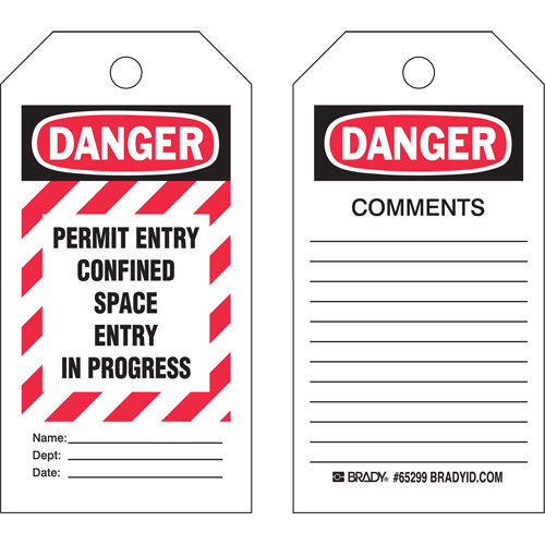 &eacute;tiquettes Confined Space, Polyester, 3" la x 5-3/4" h, Anglais Auto-Cam