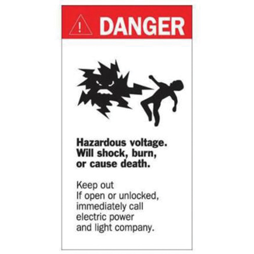 Enseigne Danger Hazardous Voltage, 8" x 4-1/2", Acrylique, Anglais avec pictogramme Auto-Cam