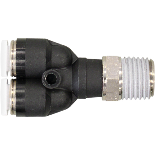 Topfit Male Threaded Y-Connector Fitting, 1/4" Dia, Polymer Auto-Cam