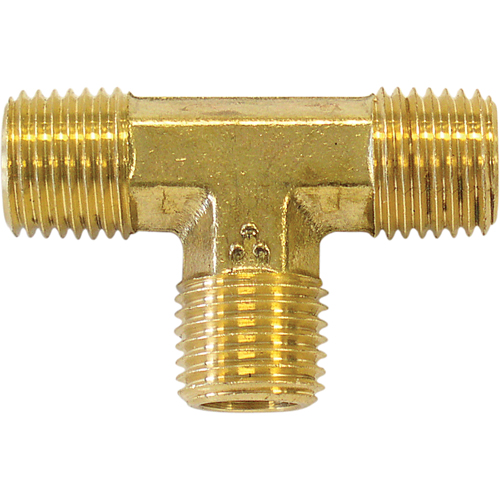 Male Pipe Tee, Brass, 1/8" Auto-Cam