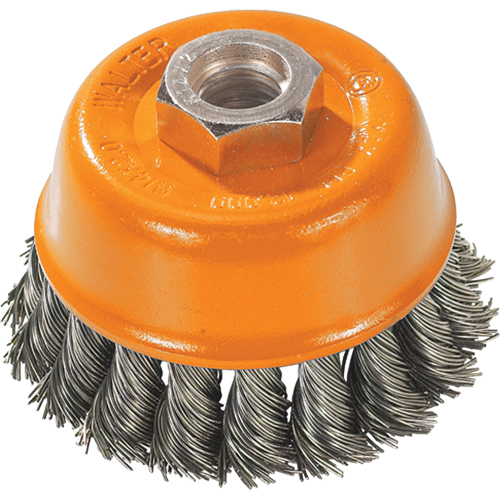 Knot-Twisted Wire Cup Brush, 3" Dia. x 5/8"-11 Arbor Auto-Cam
