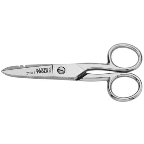 Nickel-Plated Electrician's Scissors, 5-1/4", Rings Handle Auto-Cam