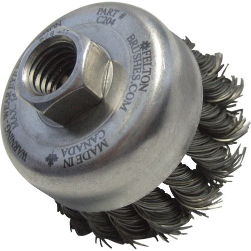Knotted Wire Wheel Cup Brushes, 5" Dia. x 5/8"-11 Arbor Auto-Cam