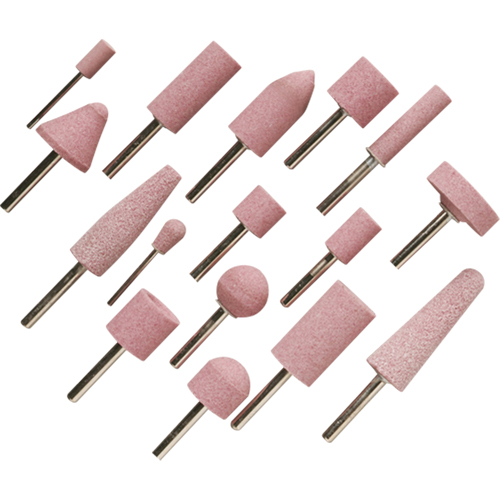 Meules vitrifi&eacute;es mont&eacute;es sur tige A60R, A12, Oxyde d'aluminium, 11/16" dia., 1-1/4" lo, 60 Grain Auto-Cam