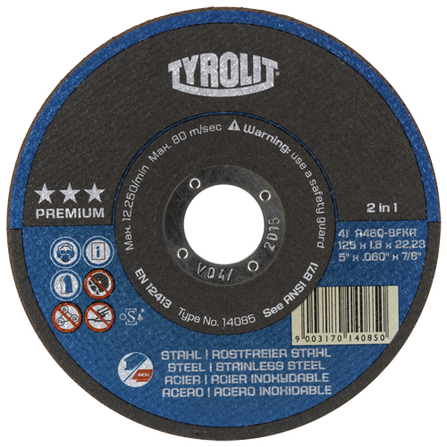 Meules &agrave; tronçonner 2-en-1 Thincut de premi&egrave;re qualit&eacute;, 4-1/2" x 1/16", Arbre de 7/8", Type 1, Oxyde d'aluminium, 13 300 Tr/min Auto-Cam
