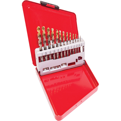 Jeu de forets courts, 13 morceaux, Acier rapide Auto-Cam
