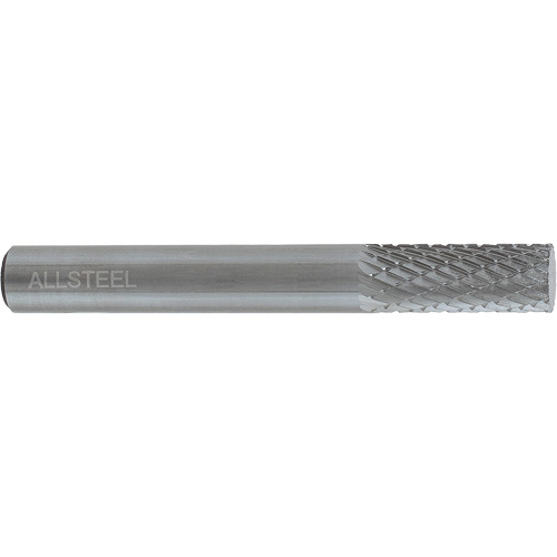 AllSteel Cylindrical Shape Carbide Burr, SA-3, 3/8" Dia., 1/4" Shank, 3/4" Depth of Cut Auto-Cam