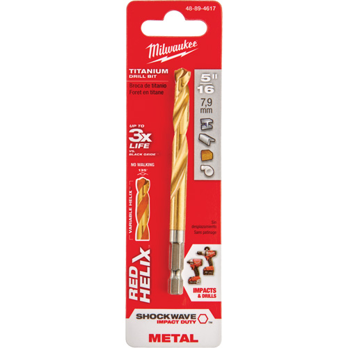 Shockwave Drill Bit, 5/16", Titanium, 2-39/64" Flute, 135° Point Auto-Cam