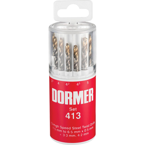 Jobber Drill Bit Set, 13 Pieces, High Speed Steel Auto-Cam