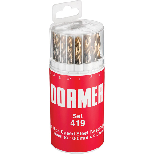 Jobber Drill Bit Set, 19 Pieces, High Speed Steel Auto-Cam