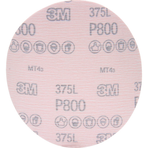 Hookit 375L Film Disc, 6" Dia., P800 Grit, Aluminum Oxide Auto-Cam