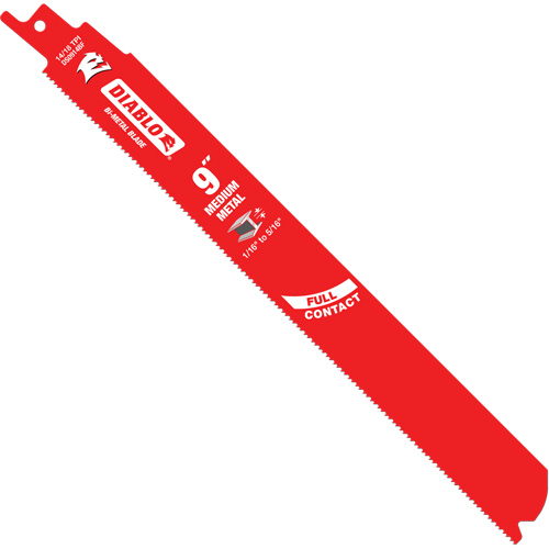 Medium Metal Reciprocating Saw Blade, Bi-Metal, 14-18 TPI, 9" L x 1" W Auto-Cam