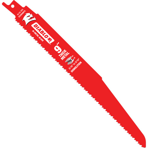 Reciprocating Blade for Thick Metal/Demolition, Bi-Metal, 8-10 TPI, 9" L Auto-Cam