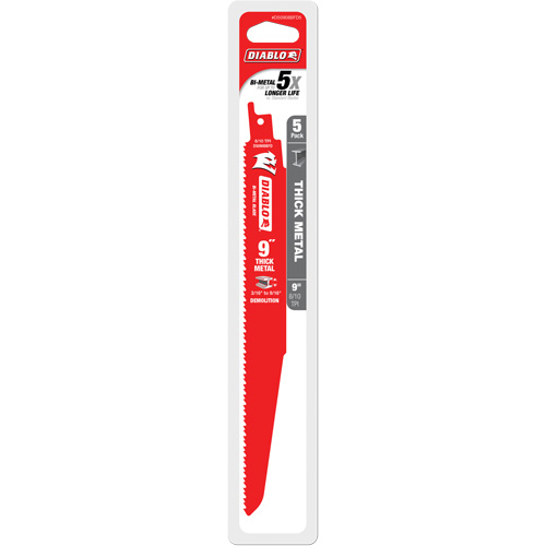 Reciprocating Blade for Thick Metal/Demolition, Bi-Metal, 8-10 TPI, 9" L Auto-Cam