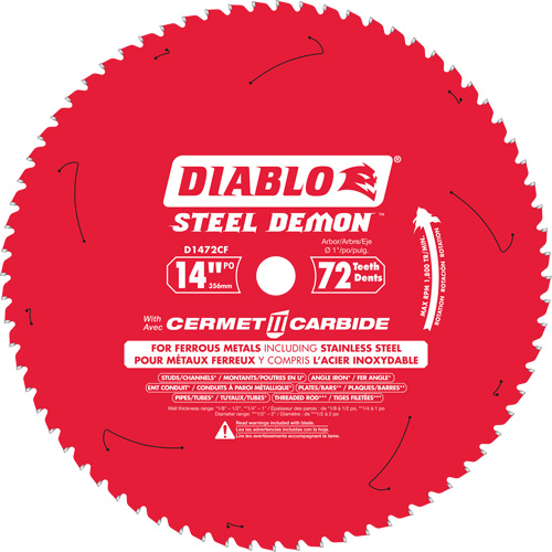 Lame de scie circulaire Cermet II Steel Demon, 14", 72 dents, Pour M&eacute;tal Auto-Cam