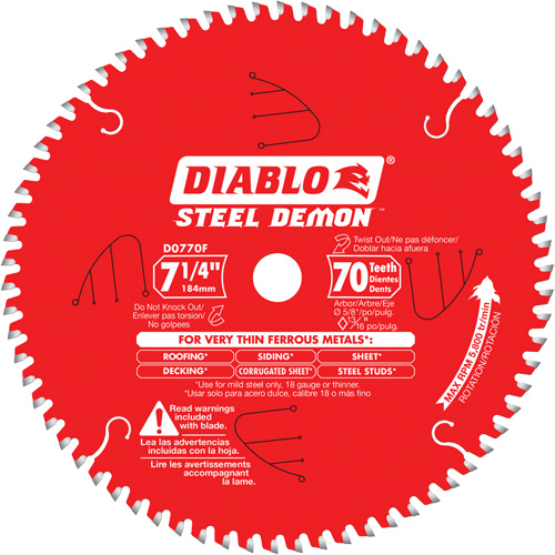 Lame de scie &agrave; d&eacute;couper Steel Demon, 7-1/4", 70 dents, Pour M&eacute;tal Auto-Cam