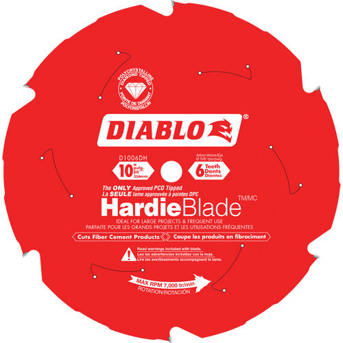 HardieBlade Cutting Saw Blade, 10", 6 Teeth, Fibre Cement Use Auto-Cam