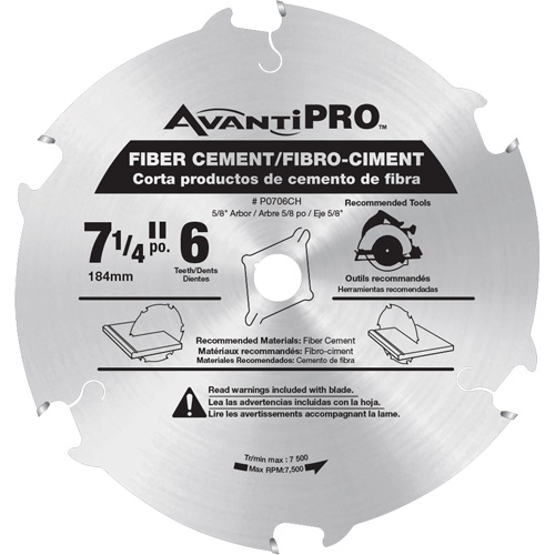 AvantiPro Cutting Saw Blade, 7-1/4", 6 Teeth, Fibre Cement Use Auto-Cam