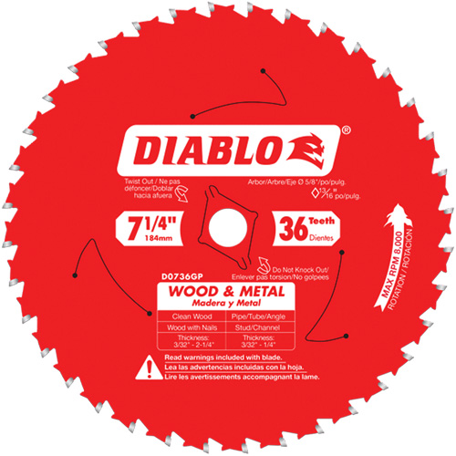 Lame de scie Cermet II Steel Demon, 7-1/4", 36 dents, Pour M&eacute;tal Auto-Cam