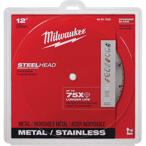 Steelhead Diamond Cut-Off Circular Saw Blade, 12", Metal Use Auto-Cam