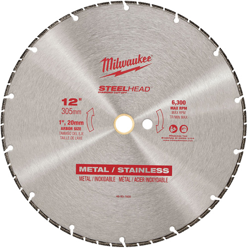 Steelhead Diamond Cut-Off Circular Saw Blade, 12", Metal Use Auto-Cam
