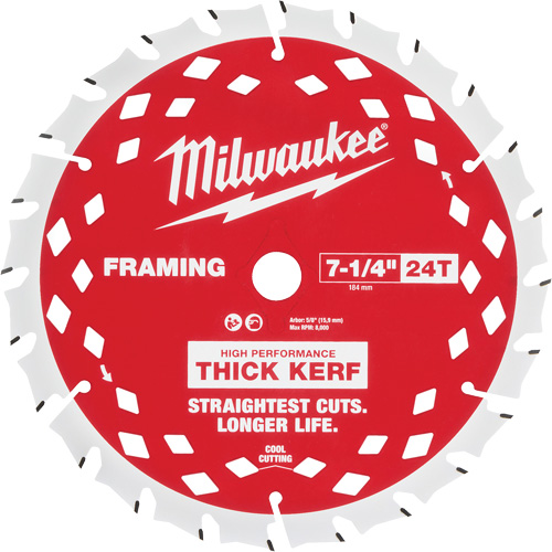 Thick Kerf Framing Circular Saw Blade, 7-1/4", 24 Teeth, Wood Use Auto-Cam