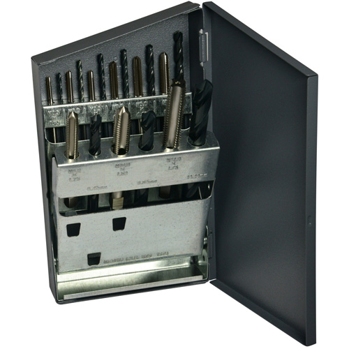 Jeu de forets courts & taraud manuels m&eacute;triques HTGP, 18 morcea Auto-Cam