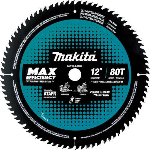 Lame de scie &agrave; onglets Max Efficiency avec embout au carbure, 12", 100 dents, Pour Bois Auto-Cam