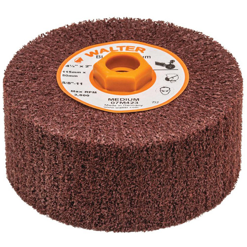 Blendex Surface Conditioning Drum, 4-1/2" Dia. x 2" W, 5/8"-11 Arbor, Medium Grit Auto-Cam