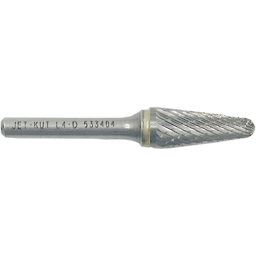 L4-D JET-KUT&reg; Taper Shape Burr with Radius End, 1/4" Dia., 1/4" Shank, 1-1/8" Depth of Cut Auto-Cam