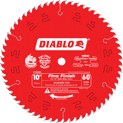 Contractor Saw Blades - Fine Finishing Saw Blades, 10", 60 Teeth, Wood Use Auto-Cam