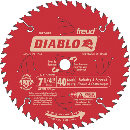 Contractor Saw Blade - Finishing Saw Blades, 7-1/4", 40 Teeth, Wood Use Auto-Cam