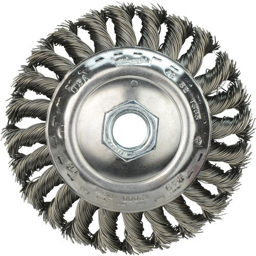 Bevel Knot Brush, 4" Dia., 0.023" Fill, 5/8"-11 Arbor Auto-Cam