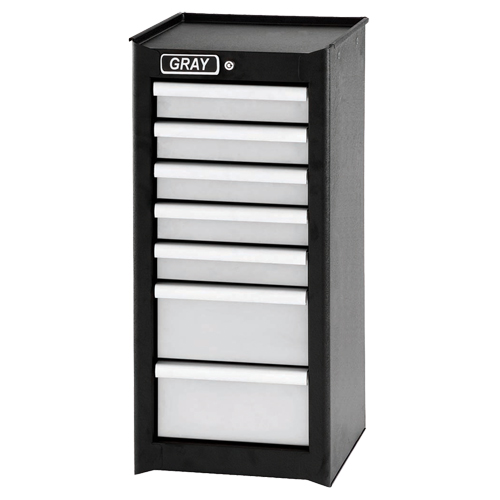 Side Rider Cabinet, 7 Drawers, 14-3/4" W x 18" D x 33.34" H, Black Auto-Cam