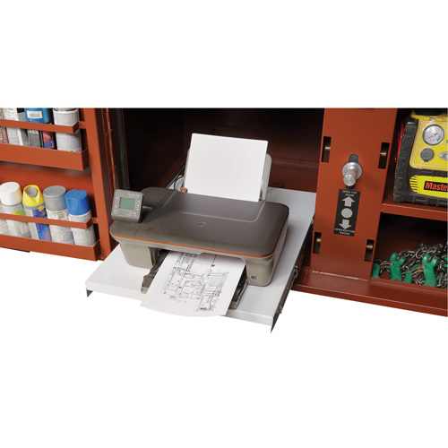 Coffre de chantier et surface de travail sur le terrain, 33" la x 63" p x 80" h, Acier, Rouge Auto-Cam