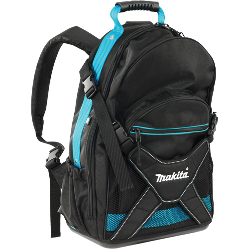 Jobsite Backpack, 9-1/2" L x 15" W, Black/Blue, Polyester Auto-Cam