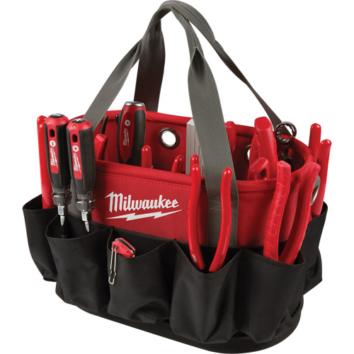 Sac ovale utilitaire, Nylon balistique, 24 pochettes, Noir/Rouge Auto-Cam