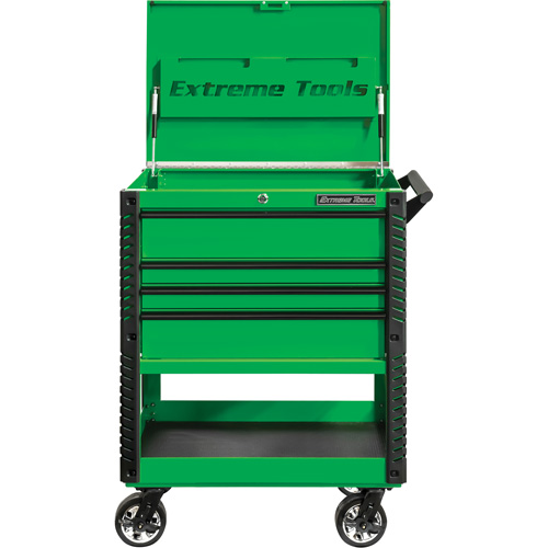 EX Deluxe Series Tool Cart, 4 Drawers, 22-7/8" L x 33" W x 44-1/4" H, Green Auto-Cam