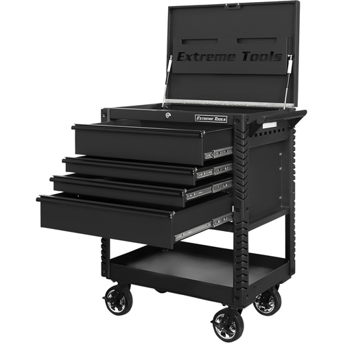 EX Deluxe Series Tool Cart, 4 Drawers, 22-7/8" L x 33" W x 44-1/4" H, Black Auto-Cam