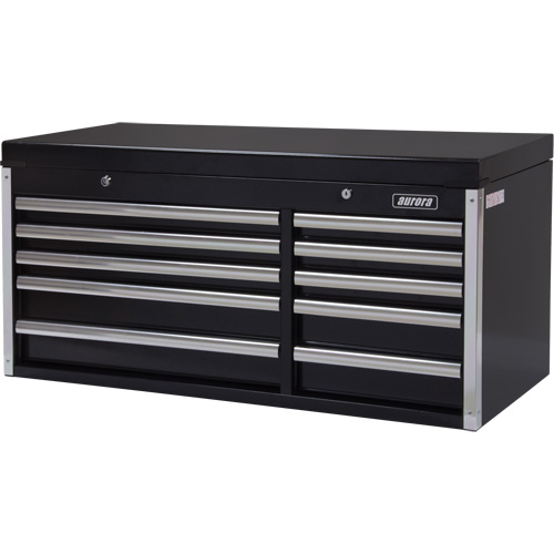 Industrial Tool Chest, 41" W, 10 Drawers, Black Auto-Cam