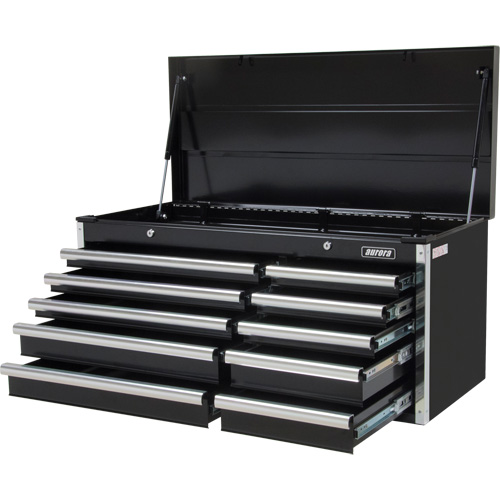 Industrial Tool Chest, 41" W, 10 Drawers, Black Auto-Cam