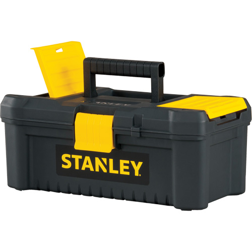 Essential&reg; Tool Box with Tray, 12-1/2" W x 7-3/8" D x 5-1/8" H, Black/Yellow Auto-Cam